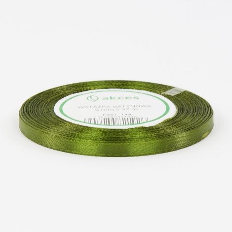 Wstążka satynowa Akces Zielona oliwkowa, 6mm x 33m